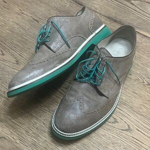 Cole Haan Brown Leather Oxfords with Teal Soles